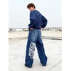 image:imageUnisex Y2K Hip Hop Street Jeans Skeleton Printed Gothic Baggy Jeans Vintage High Waist Denim Jeans Wide Leg PantsDragon