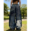 image:imageUnisex Y2K Hip Hop Street Jeans Skeleton Printed Gothic Baggy Jeans Vintage High Waist Denim Jeans Wide Leg PantsTiger