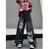 image:imageWomens Gothic Ripped Jeans High Waist HipHop Vintage Y2k Denim Pants Oversize Harajuku Beggy Wide Leg JeansBlack