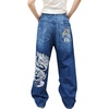 image:imageUnisex Y2K Hip Hop Street Jeans Skeleton Printed Gothic Baggy Jeans Vintage High Waist Denim Jeans Wide Leg PantsDragon