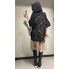 image:imageDynict Gothic Oversized Short Sleeve Devil Hoodied Tops for Women Hip Hop Ripped Sweatshirt Loose Fit Grunge ClothesBlack