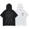 image:imageDynict Gothic Oversized Short Sleeve Devil Hoodied Tops for Women Hip Hop Ripped Sweatshirt Loose Fit Grunge ClothesWhite