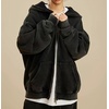 image:imageDynict Mens ZipUp Hoodies Solid HipHop Y2K Oversize Wash Old Craft Basic Hoodies Heavyweight Casual Fit SweatshirtBlack
