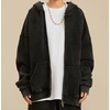 image:imageDynict Mens ZipUp Hoodies Solid HipHop Y2K Oversize Wash Old Craft Basic Hoodies Heavyweight Casual Fit SweatshirtBlack