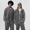 image:imageDynict Mens ZipUp Hoodies Solid HipHop Y2K Oversize Wash Old Craft Basic Hoodies Heavyweight Casual Fit SweatshirtGrey