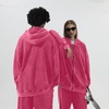 image:imageDynict Mens ZipUp Hoodies Solid HipHop Y2K Oversize Wash Old Craft Basic Hoodies Heavyweight Casual Fit SweatshirtPink