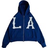 image:imageDynict Unisex Letter Embroidery Trendy Hoodies Zip Up Casual Overszie Colorful Y2K Hip Hop Streetwear Harajuku JacketBlue La