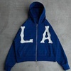 image:imageDynict Unisex Letter Embroidery Trendy Hoodies Zip Up Casual Overszie Colorful Y2K Hip Hop Streetwear Harajuku JacketBlue La