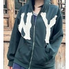 image:imageDynict Unisex Letter Embroidery Trendy Hoodies Zip Up Casual Overszie Colorful Y2K Hip Hop Streetwear Harajuku JacketGreen
