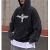 image:imageDynict Unisex Y2K Aicd Wash Gothic Graphic Hoodies Oversize Grunge Skull Wing Print Sweatshirt Casual Fit PulloverBlack