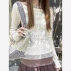 image:imageDynict Womens Cute Y2K Graphic Sweatshirt Aesthetic Lace Patchwork Grunge Sweatshirt Slim Fit Long Sleeve TopsWhite