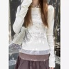 image:imageDynict Womens Cute Y2K Graphic Sweatshirt Aesthetic Lace Patchwork Grunge Sweatshirt Slim Fit Long Sleeve TopsWhite