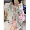 image:imageDynict Womens Kawaii Hoodies Set Cute Pink Cat Zipper Hoddies Y2K Harajuku Oversize Pants Japanese Embroidery Hoodies SetGray Hoodie