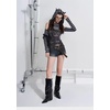 image:imageDynict Womens Y2K Cute Cat Print Hoodies Off Shoulder Patchwork Stripe Gothic Vintage Tops Slim Fit Harajuku Punk Tube TopGray