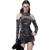 image:imageDynict Womens Y2K Cute Cat Print Hoodies Off Shoulder Patchwork Stripe Gothic Vintage Tops Slim Fit Harajuku Punk Tube TopGray