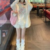 image:imageDynict Womens Y2K Cute Embroidery Cat Floral Hoodies Sweet Cartoon Casual Lace Decorate Kawaii Zipper Drawstring HoodiesWhite