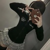 image:imageDynict Womens Y2K Cute Graphic Zip Up Hoodies Short Sleeve Harajuku Slim Fit Kawaii Aesthetic Cartoon Print TShirtBlacklong