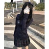 image:imageDynict Womens Y2K Cute Graphic Zip Up Hoodies Short Sleeve Harajuku Slim Fit Kawaii Aesthetic Cartoon Print TShirtBluelong