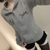 image:imageDynict Womens Y2K Cute Graphic Zip Up Hoodies Short Sleeve Harajuku Slim Fit Kawaii Aesthetic Cartoon Print TShirtGreylong