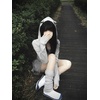image:imageDynict Womens Y2K Cute Graphic Zip Up Hoodies Short Sleeve Harajuku Slim Fit Kawaii Aesthetic Cartoon Print TShirtGreylong