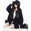 image:imageDynict Womens Y2K Zip Up Cute Graphic Hoodies Cat Ears Casual Cartoon Harajuku Kawaii Clothes Oversize Streetwear JacketBlack1