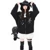 image:imageDynict Womens Y2K Zip Up Cute Graphic Hoodies Cat Ears Casual Cartoon Harajuku Kawaii Clothes Oversize Streetwear JacketBlack1