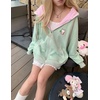 image:imageDynict Womens Y2K Zip Up Cute Graphic Hoodies Cat Ears Casual Cartoon Harajuku Kawaii Clothes Oversize Streetwear JacketGreen
