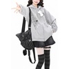 image:imageDynict Womens Y2K Zip Up Cute Graphic Hoodies Cat Ears Casual Cartoon Harajuku Kawaii Clothes Oversize Streetwear JacketGrey1