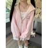 image:imageDynict Womens Y2K Zip Up Cute Graphic Hoodies Cat Ears Casual Cartoon Harajuku Kawaii Clothes Oversize Streetwear JacketPink