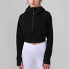 image:imageDynict Womens Yoga Zip Up Cropped Hoodies Casual Comfy Spring Warm Outfits Fleece Jackets Gym TopsBlack