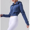 image:imageDynict Womens Yoga Zip Up Cropped Hoodies Casual Comfy Spring Warm Outfits Fleece Jackets Gym TopsBlue
