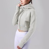 image:imageDynict Womens Yoga Zip Up Cropped Hoodies Casual Comfy Spring Warm Outfits Fleece Jackets Gym TopsGrey