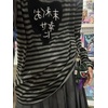 image:imageDynict Y2k Cute Sweatshirts for Women Harajuku Kawaii Striped Sweatshirts Cartoon TshirtsBlack