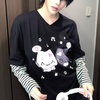 image:imageDynict Y2k Cute Sweatshirts for Women Harajuku Kawaii Striped Sweatshirts Cartoon TshirtsCat Print
