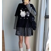 image:imageDynict Y2k Cute Sweatshirts for Women Harajuku Kawaii Striped Sweatshirts Cartoon TshirtsCat Print