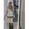 image:imageDynict Y2k Cute Sweatshirts for Women Harajuku Kawaii Striped Sweatshirts Cartoon TshirtsGray
