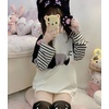 image:imageDynict Y2k Cute Sweatshirts for Women Harajuku Kawaii Striped Sweatshirts Cartoon TshirtsWhite