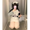 image:imageDynict Y2k Cute Sweatshirts for Women Harajuku Kawaii Striped Sweatshirts Cartoon TshirtsWhite