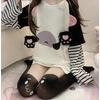 image:imageDynict Y2k Cute Sweatshirts for Women Harajuku Kawaii Striped Sweatshirts Cartoon TshirtsWhite