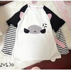 image:imageDynict Y2k Cute Sweatshirts for Women Harajuku Kawaii Striped Sweatshirts Cartoon TshirtsWhite