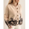 image:imageGraphic Cardigans for Women Knitted Button Oversize Cat Graphic Sweater Warm Cartoon Casual Trendy CardigansBeige