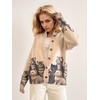image:imageGraphic Cardigans for Women Knitted Button Oversize Cat Graphic Sweater Warm Cartoon Casual Trendy CardigansBeige