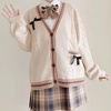 image:imageWomens Y2K Knit Cardigans Bow Tie Button Down Long Sleeve Cardigans Cute Kawaii VNeck Oversize SweaterBrown