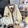 image:imageWomens Y2K Knit Cardigans Bow Tie Button Down Long Sleeve Cardigans Cute Kawaii VNeck Oversize SweaterBrown