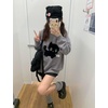 image:imageY2K Kawaii Knit Cute Cat Print Casual Long Sleeve Crew Neck Oversize Pullovers Sweaters for WomenGrey