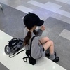 image:imageY2K Kawaii Knit Cute Cat Print Casual Long Sleeve Crew Neck Oversize Pullovers Sweaters for WomenGrey