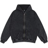 image:imageDynict Mens ZipUp Hoodies Solid HipHop Y2K Oversize Wash Old Craft Basic Hoodies Heavyweight Casual Fit SweatshirtBlack
