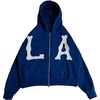 image:imageDynict Unisex Letter Embroidery Trendy Hoodies Zip Up Casual Overszie Colorful Y2K Hip Hop Streetwear Harajuku JacketBlue La