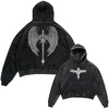 image:imageDynict Unisex Y2K Aicd Wash Gothic Graphic Hoodies Oversize Grunge Skull Wing Print Sweatshirt Casual Fit PulloverBlack