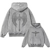 image:imageDynict Unisex Y2K Aicd Wash Gothic Graphic Hoodies Oversize Grunge Skull Wing Print Sweatshirt Casual Fit PulloverGrey